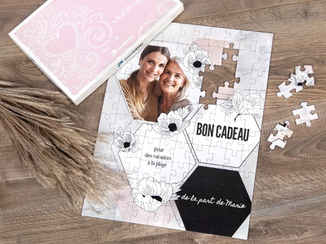 Bon cadeau sous forme de puzzle pour le mariage