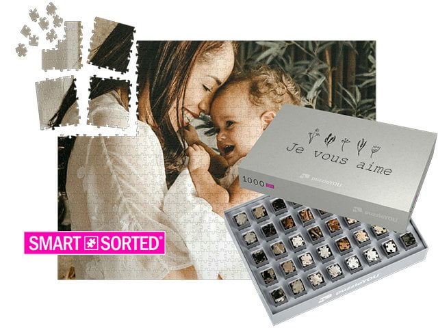 SMART SORTED® - le puzzle surprise pour la fête des mères - Boîte "Lignes fines de fleurs"