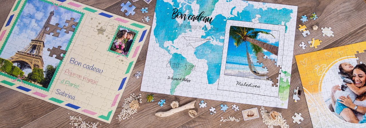 Bon cadeau sur puzzle pour un anniversaire